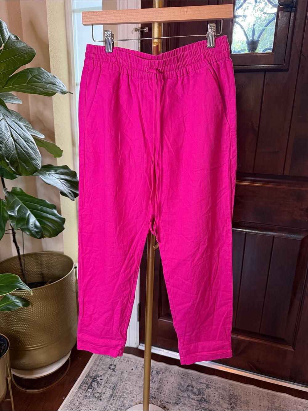 J. Crew Hot Pink Elastic Waist Pants